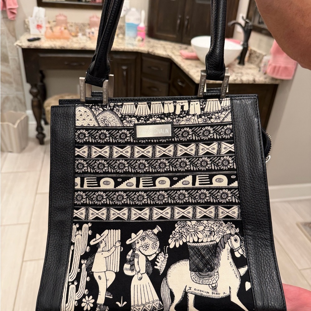 Stylish Black and Cream Tote Bag
